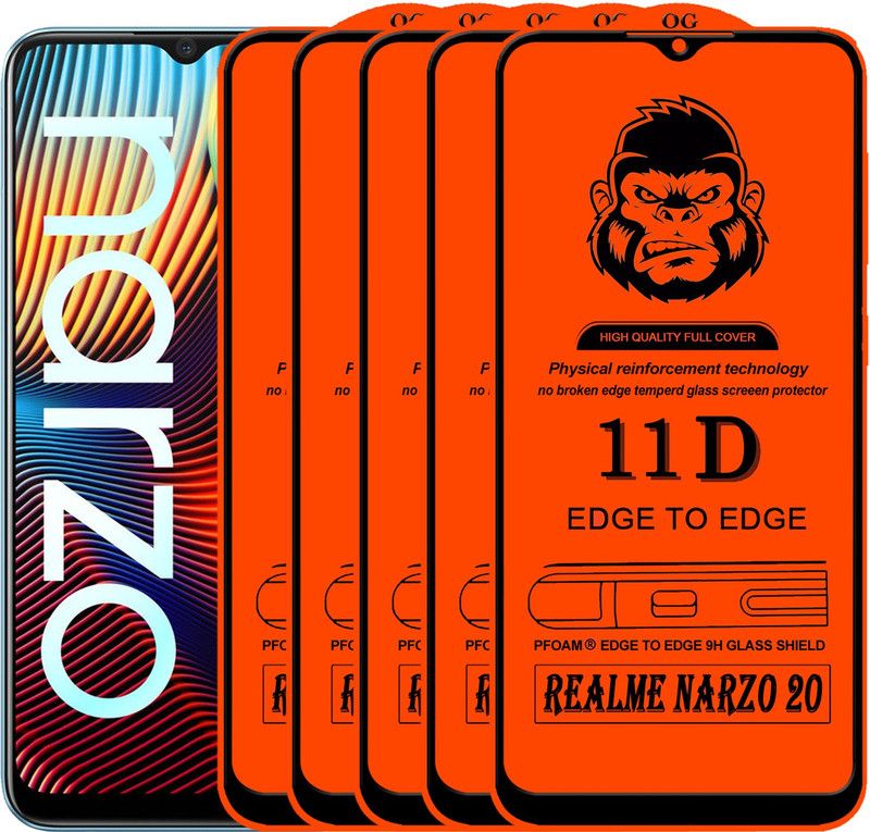 Gorilaorginal Edge To Edge Tempered Glass for : REALME NARZO 20  (Pack of 5)