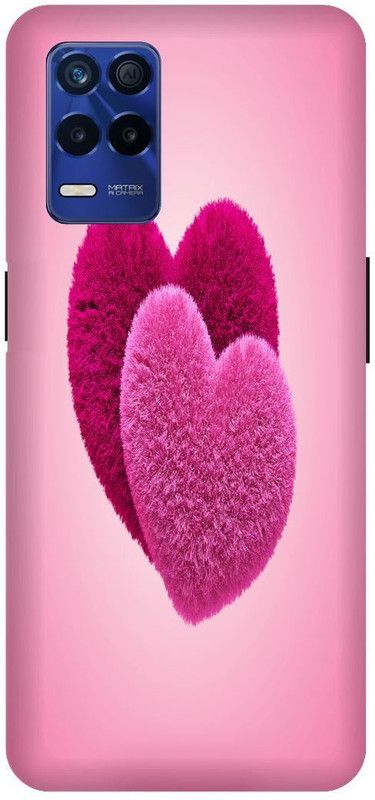 Bluvver Back Cover for Realme 8s 5G , RMX3381, Printed Love Hearts Fluffy Back Cover  (Multicolor, Hard Case, Pack of: 1)