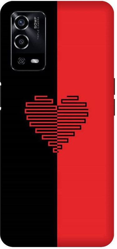 UMPRINT Back Cover for Oppo A55/CPH2325, Heart Dil Black Heart Printed Back Cover  (Multicolor, Hard Case, Pack of: 1)