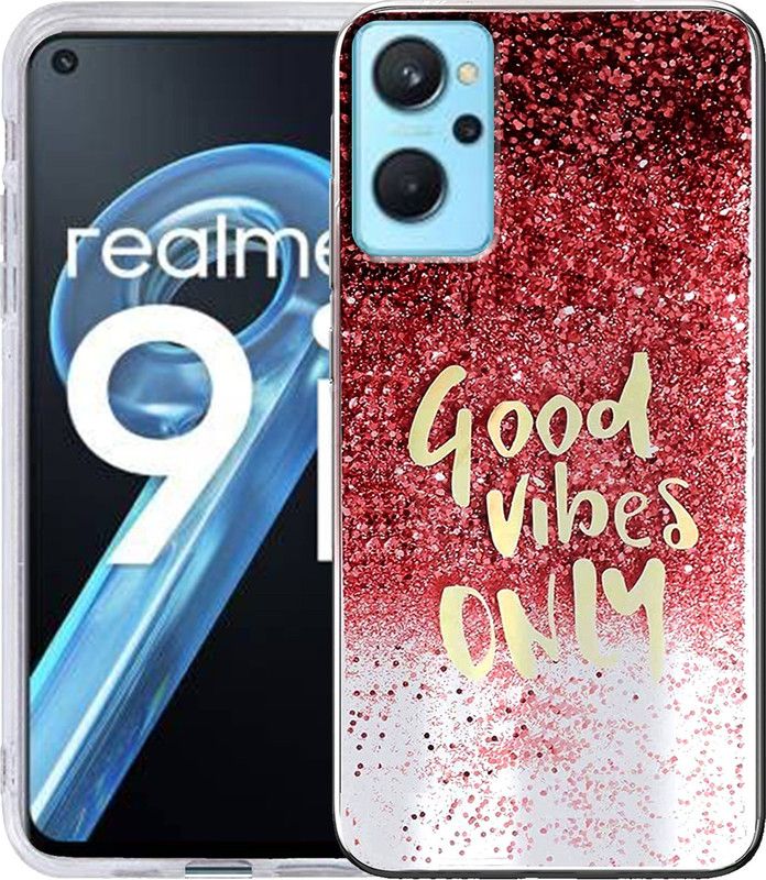 Rance Back Cover for Realme 9i|Liquid Flowing Glitter Sparkle Moving Stars Girls & Women  (Red, Grip Case)