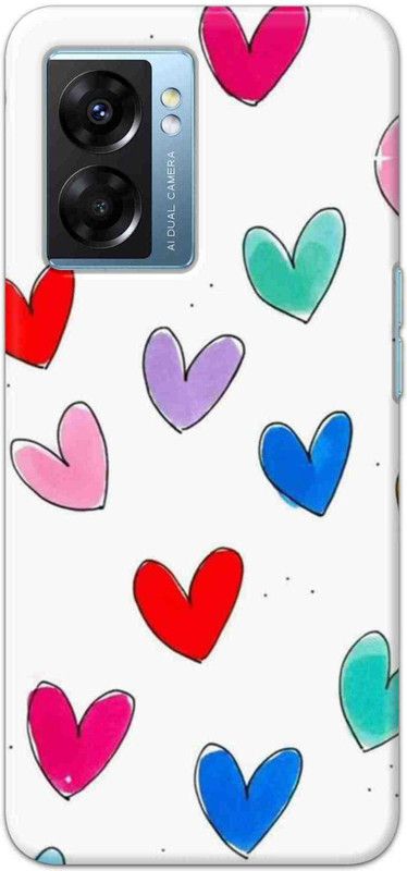 NDCOM Back Cover for OPPO K10 5G Multicolor Hearts Printed  (Multicolor, Hard Case, Pack of: 1)