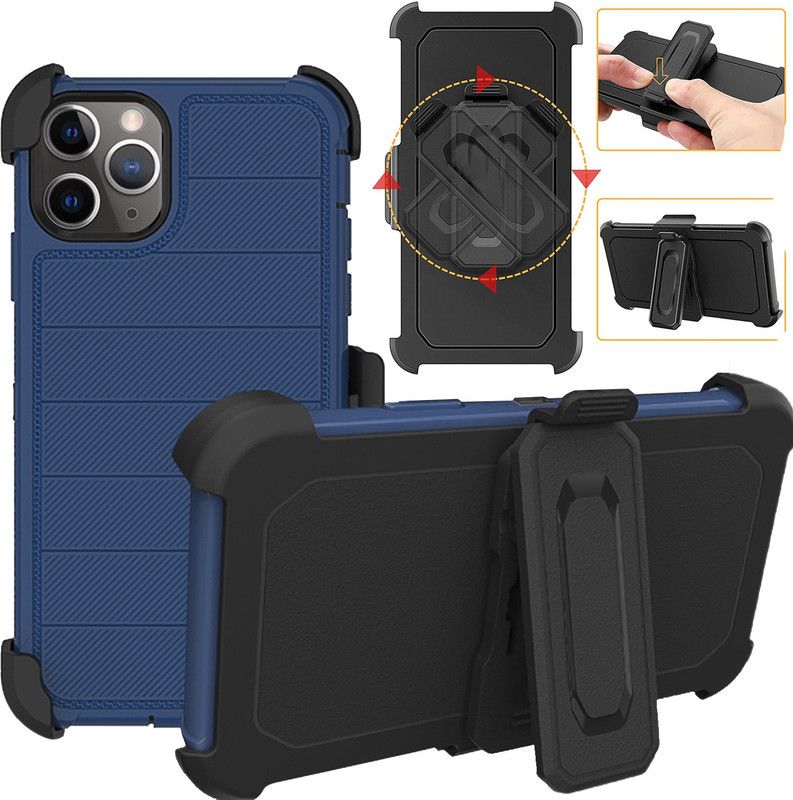 DuraSafe Cases Back Cover for iPhone 11 PRO Max 2019 - 6.5" [ A2161 A2220 A2218 ]Multi Layered Protective Cover - With Holster  (Blue, Rugged Armor, Silicon, Pack of: 1)