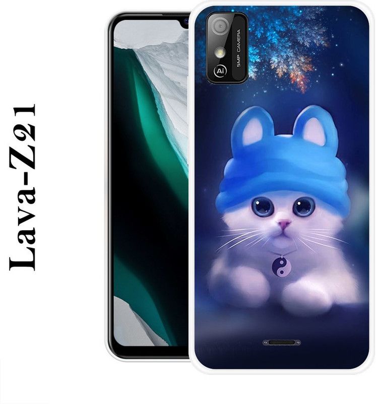 SHIVKUDI Back Cover for Lava Z21  (Blue, White, Grip Case, Silicon)