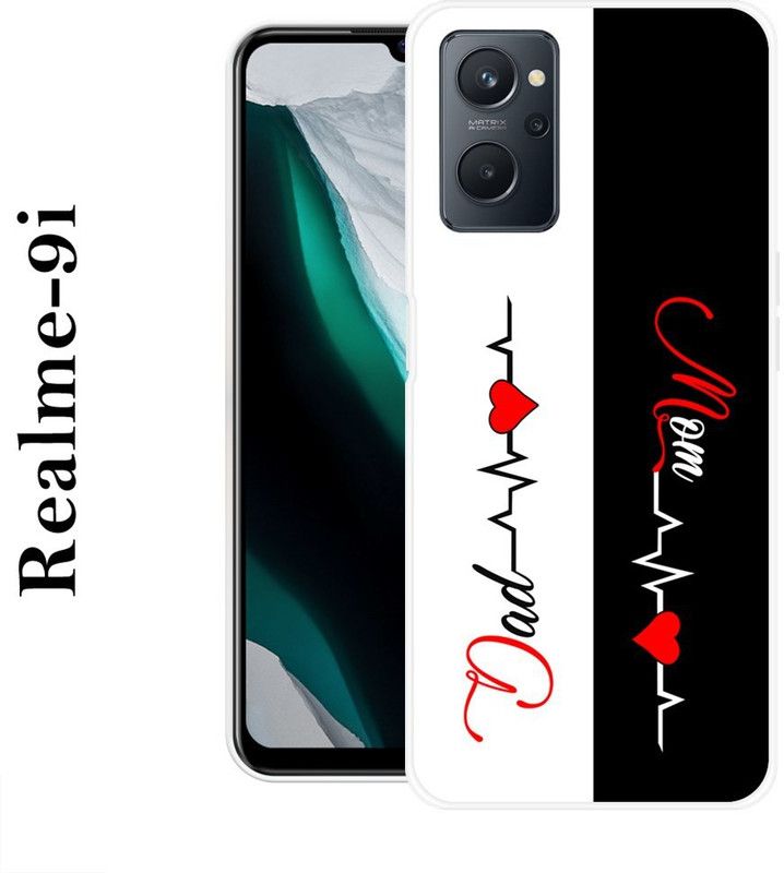SHIVKUDI Back Cover for Realme 9i  (Black, White, Grip Case, Silicon)