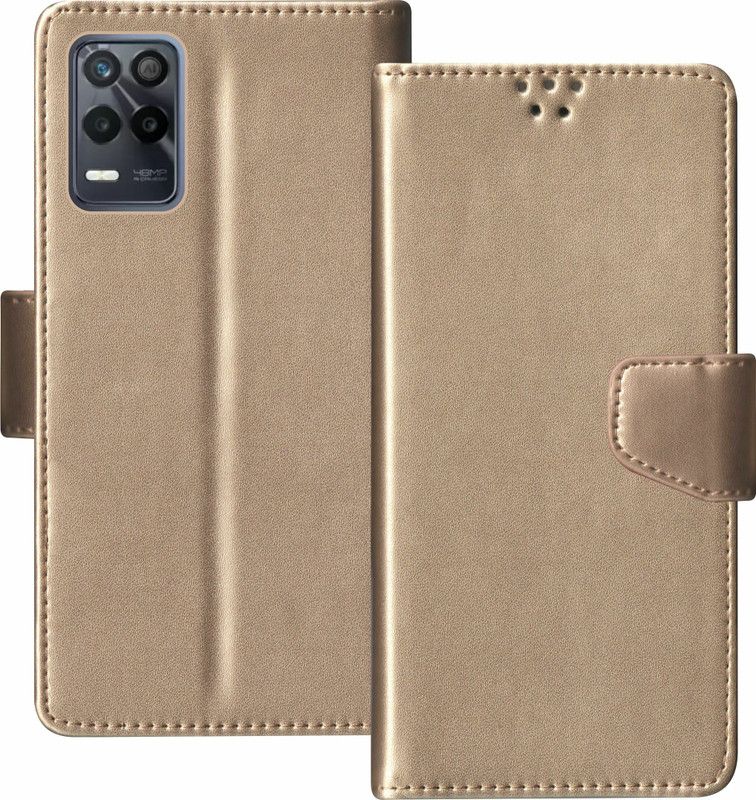sales express Flip Cover for Realme Narzo 50 4G, Realme 8i  (Gold, Shock Proof, Pack of: 1)