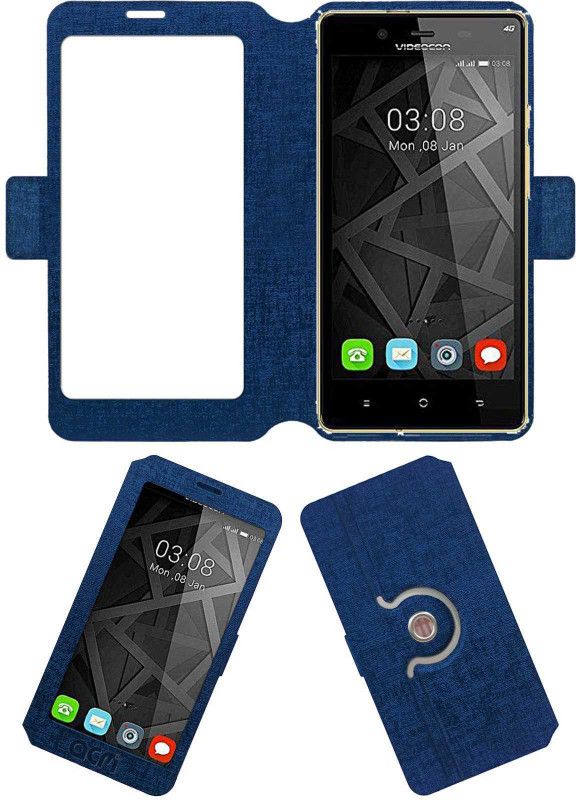 ACM Flip Cover for Videocon Krypton V50fg  (Blue, Cases with Holder, Pack of: 1)