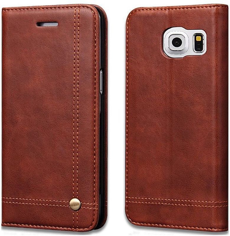 Pure Color Pouch for Samsung Galaxy S7 Edge  (Brown, Magnetic Case)