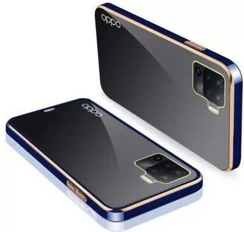 Urban Tech Back Cover for Oppo F19 Pro |Electroplated Silicon Golden Plating Crystal Clear Case  (Blue, Grip Case, Pack of: 1)