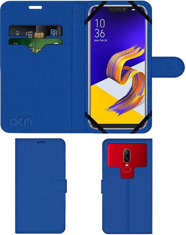 ACM Flip Cover for Asus Zenfone 5 2018  (Blue, Cases with Holder)