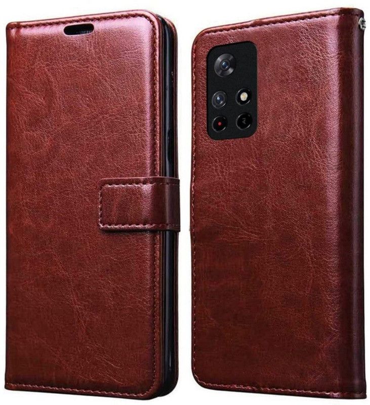kentop Flip Cover for Xiaomi Poco M4 Pro 5G  (Brown, Shock Proof, Pack of: 1)