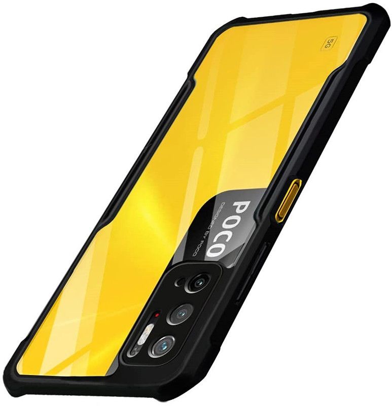 S-Hardline Back Cover for Poco M3 Pro, ; Raised edges lift the screen and camera lens  (Transparent)