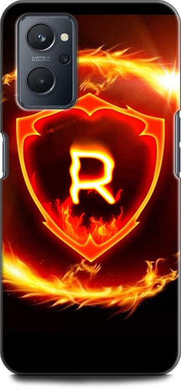 INDICRAFT Back Cover for Realme 9i, RMX3491 R, R LETTER, FIRE, R NAME, R ALPHABET  (Multicolor, Shock Proof, Pack of: 1)