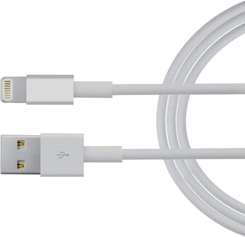 MOOZMOB Lightning Cable 1 m Silicone Lightning Cable  (Compatible with All I-Phone Models, White, One Cable)