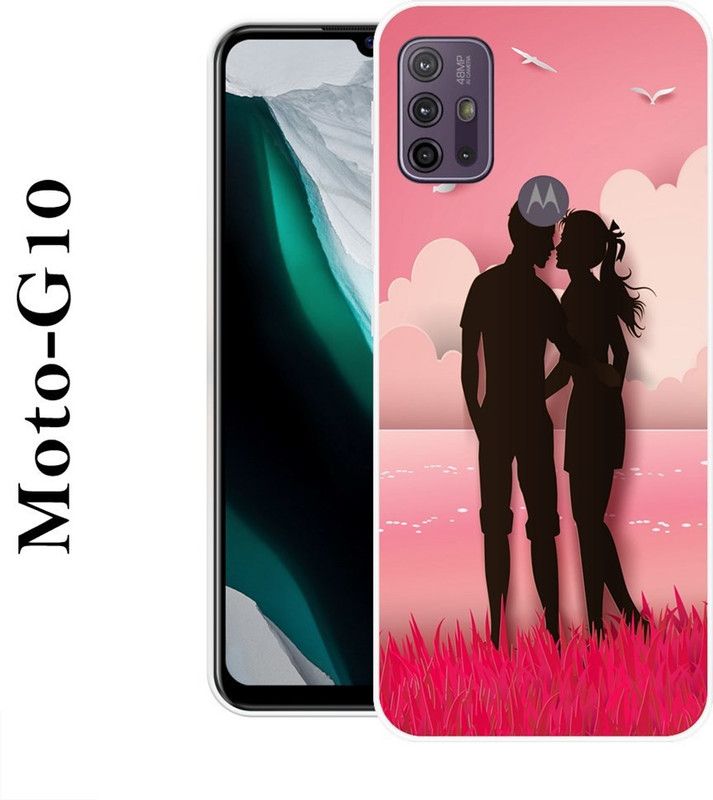 BAGRA Back Cover for Motorola Moto G10  (Pink, Black, Silicon)