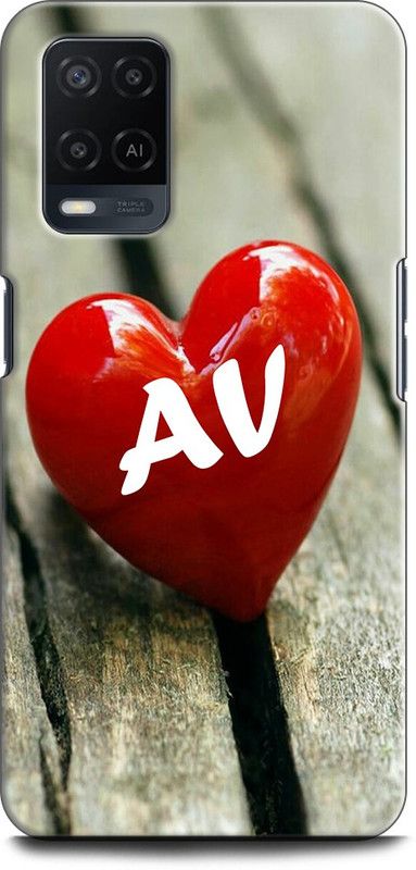 INDICRAFT Back Cover for OPPO A54, CPH2239 A V, A LOVES V, NAME, LETTER, ALPHABET, AV LOVE, HART, BLUE  (Multicolor, Dual Protection)