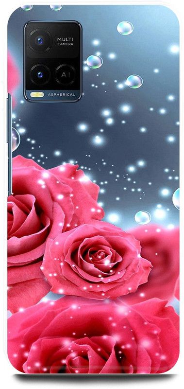play fast Back Cover for Vivo Y33T, V2146 PINK, ROSE, ROSES, FLOWER, FLOWERS, DROPS  (Pink, Hard Case, Pack of: 1)