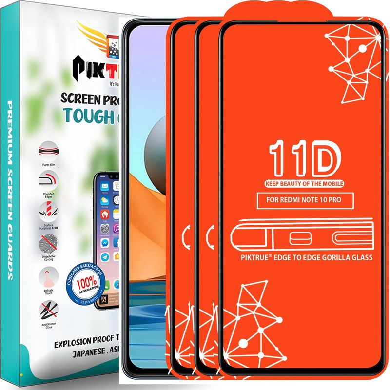 PikTrue Edge To Edge Tempered Glass for Redmi Note 10 Pro  (Pack of 3)