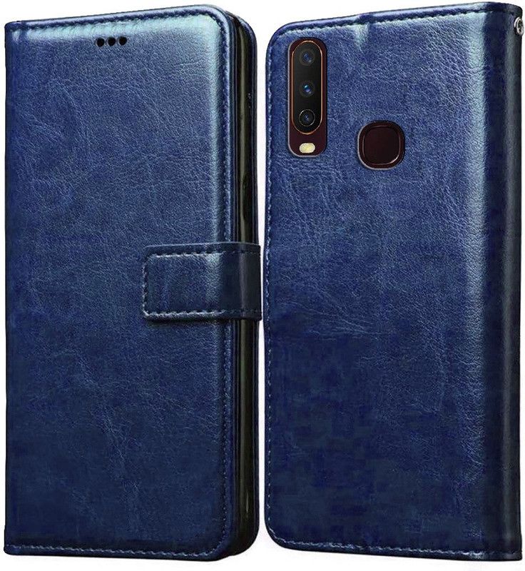 Casotec Flip Cover for Vivo Y12, Vivo Y15, Vivo Y17 Leather Flip Cover  (Blue, Pack of: 1)