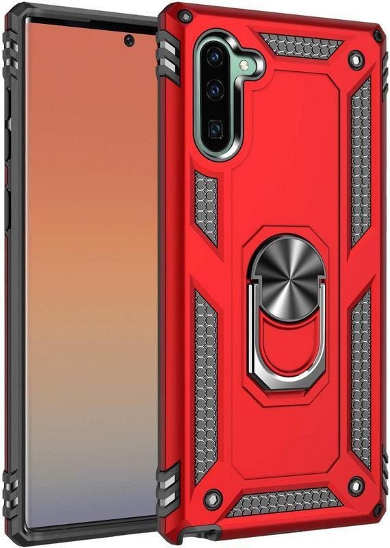 Dr. Vaku Back Cover for Samsung Galaxy Note 10 Magnetic Holder Ring Tough Armor Kickstand Hybrid Case  (Red, Shock Proof)