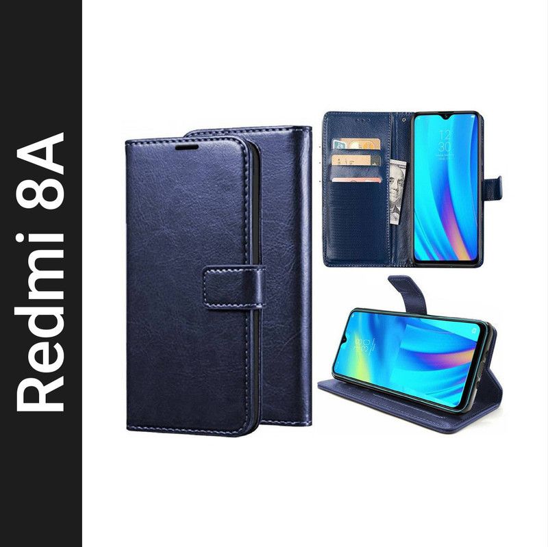 Nuvak Flip Cover for Mi Redmi 8A  (Blue, Dual Protection, Pack of: 1)