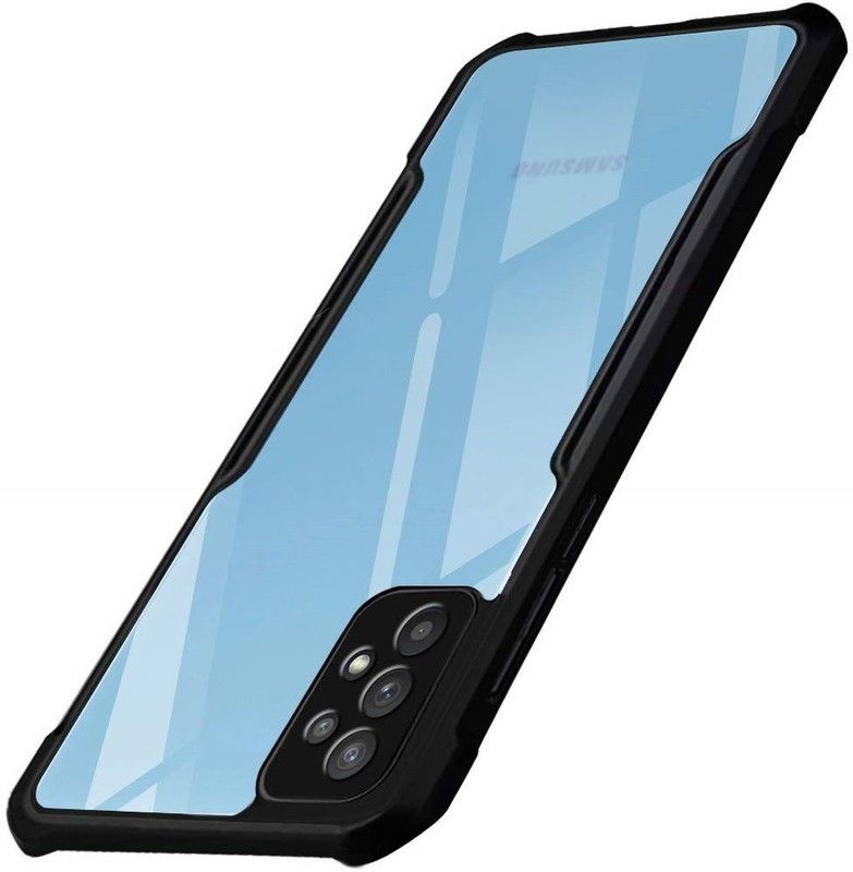 ISH COVER Front & Back Case for Samsung Galaxy A32  (Transparent, Black, Pack of: 1)