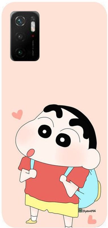 Skyhawk Back Cover for Redmi Poco M3 Pro Pink Background With Shinchan  (Multicolor, Waterproof, Silicon, Pack of: 1)