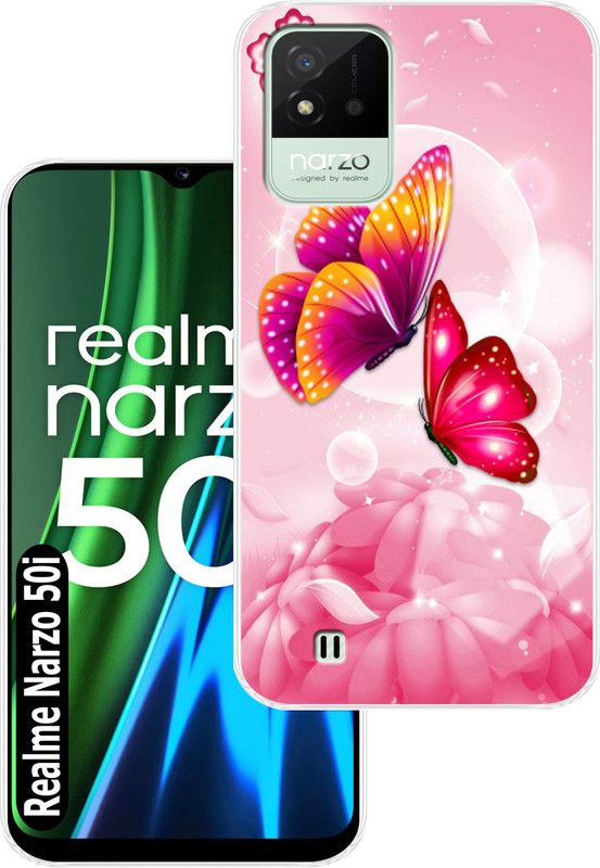 Goldista Back Cover for Realme Narzo 50i  (Pink, Flexible, Silicon, Pack of: 1)