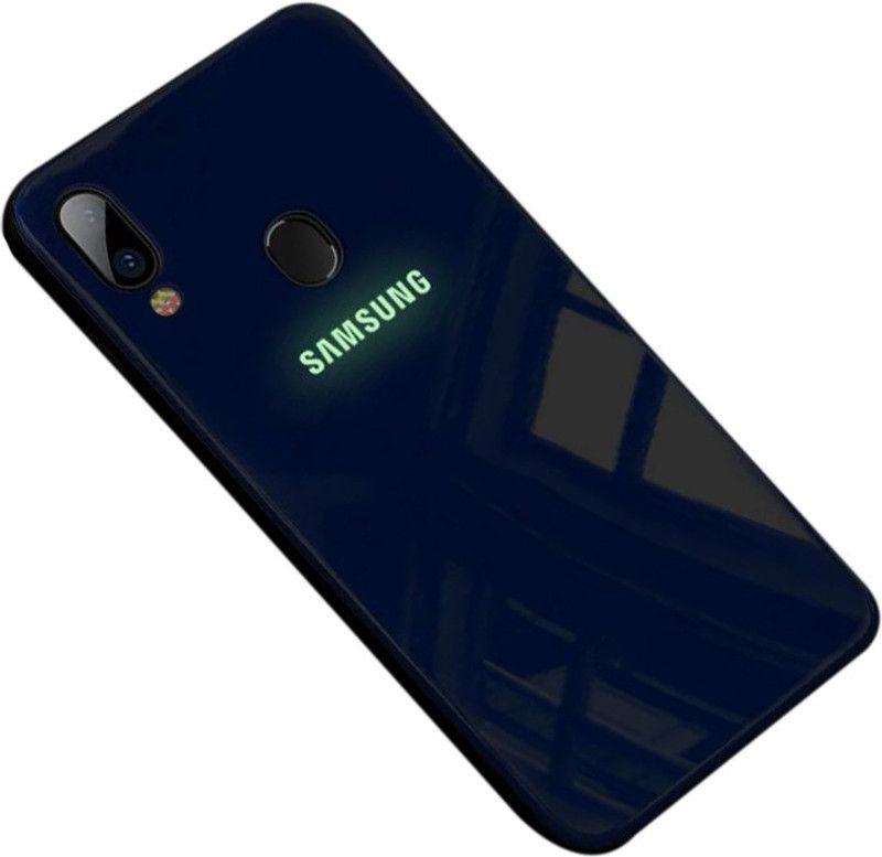 Vaku Luxos Back Cover for Samsung Galaxy M20 Radium Glow Light Illuminated Case  (Blue, Shock Proof, Pack of: 1)
