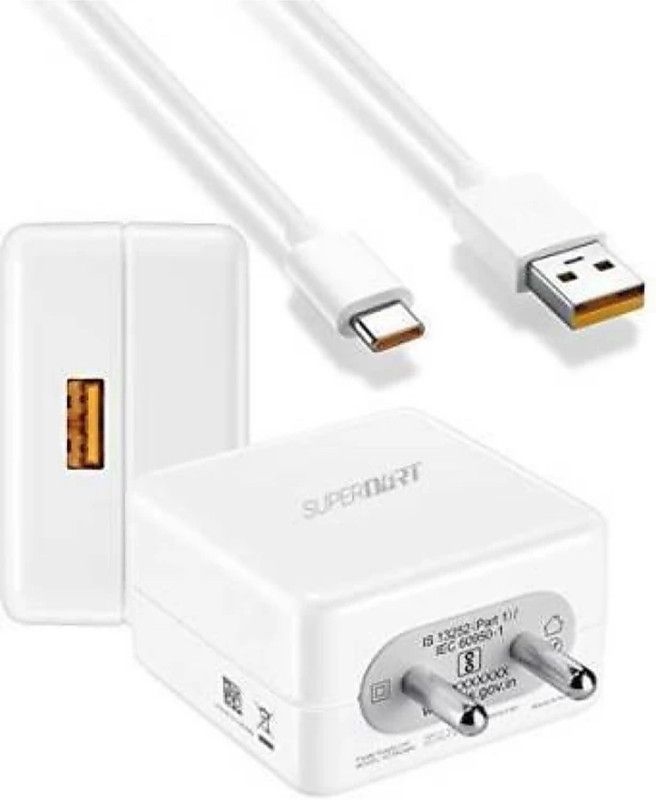 WEFIXALL NA 6 A Mobile 65W suerdart with type c cable 6A Charger with Detachable Cable  (White)