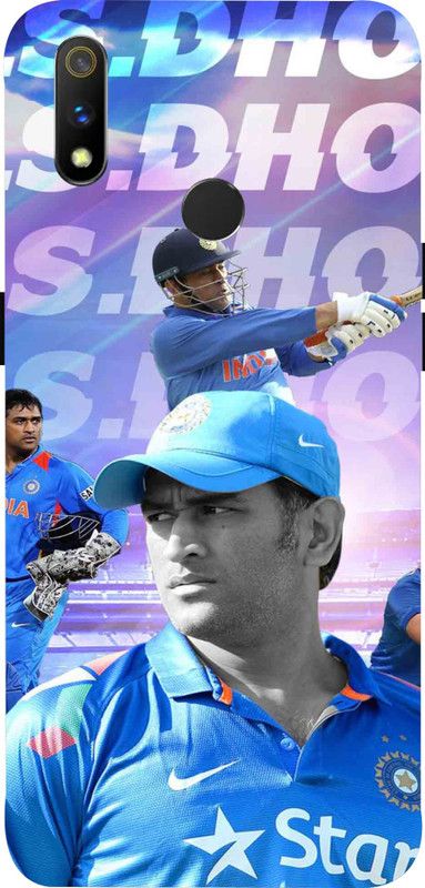 LIKELOOK Back Cover for Realme 3Pro, ( M S Dhoni, Cricket Team )  (Multicolor, Shock Proof, Pack of: 1)