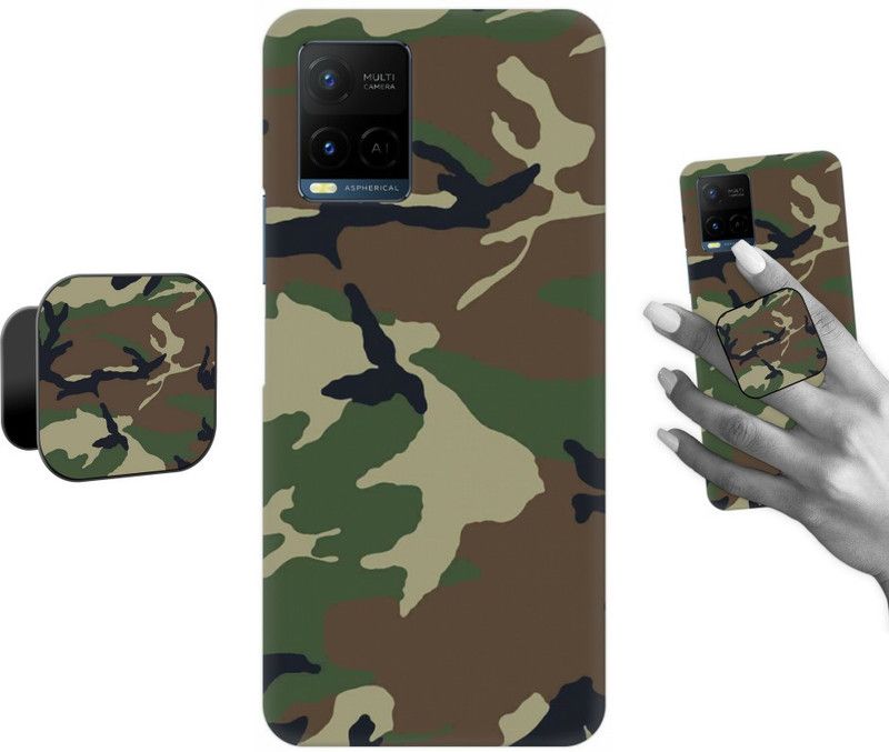 COBIERTAS Back Cover for Vivo Y21  (Multicolor, Cases with Holder, Pack of: 2)