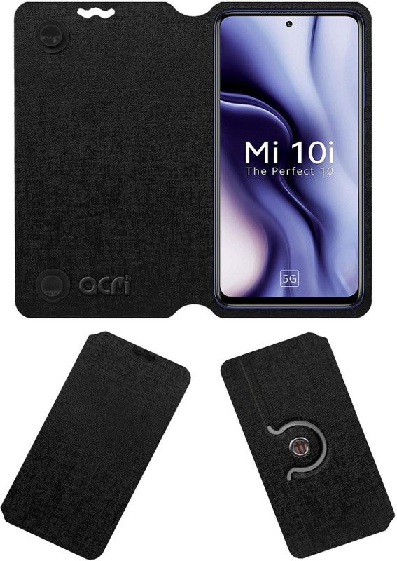 ACM Flip Cover for Xiaomi Mi 10i  (Black, Cases with Holder)