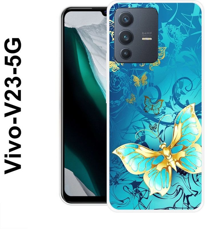 SUPER CASE Back Cover for Vivo V23 Pro 5G  (Blue, Gold, Silicon)