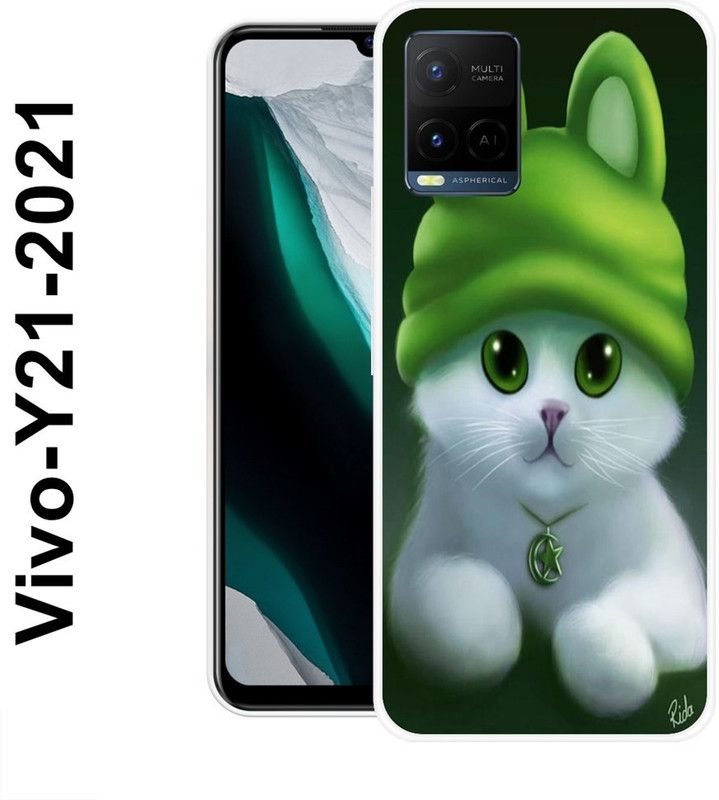 SIMAWAT Back Cover for Vivo Y21 2021  (Green, White, Grip Case, Silicon)