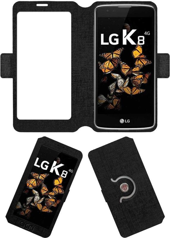ACM Flip Cover for LG K8 - 2017  (Black, Cases with Holder, Pack of: 1)