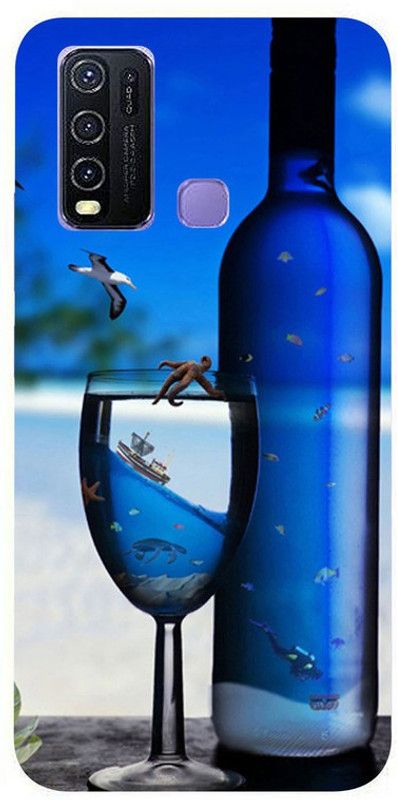 Skyhawk Back Cover for Vivo Y30 Blue Champagne  (Multicolor, Waterproof, Silicon, Pack of: 1)