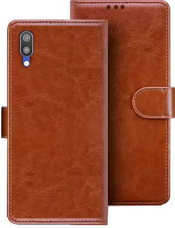 HANIRY Flip Cover for Samsung M10 flip cover | SM-M105F flip cover | SM-M105G | Brown  (Brown, Magnetic Case, Pack of: 1)