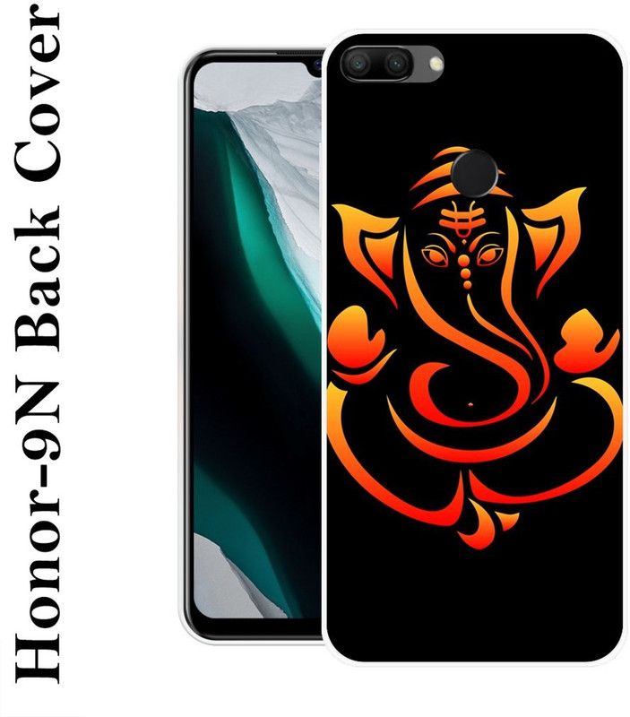 INDIALAND Back Cover for Honor 9n  (Black, Orange, Silicon)