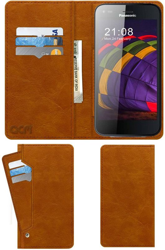 ACM Flip Cover for Panasonic Eluga S Mini  (Gold, Cases with Holder, Pack of: 1)