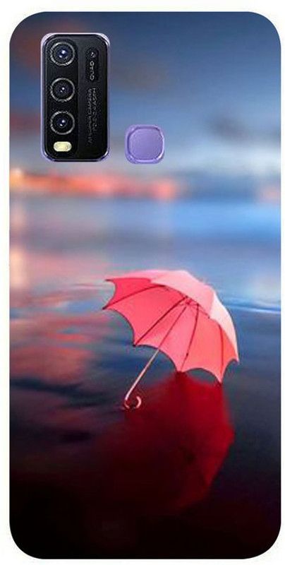 Skyhawk Back Cover for Vivo Y50a Blue Background And Pink Umbrella  (Multicolor, Waterproof, Silicon, Pack of: 1)