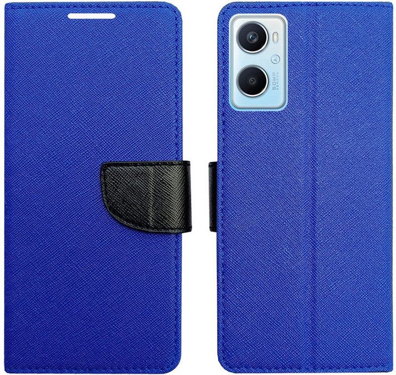 AD Enterprises Flip Cover for Oppo A76  (Blue, Magnetic Case, Pack of: 1)