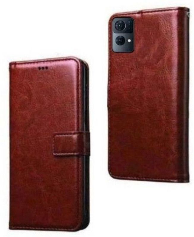 RharanxyN Flip Cover for OPPO Reno7 Pro 5G in Cases & Covers  (Brown, Dual Protection, Pack of: 1)