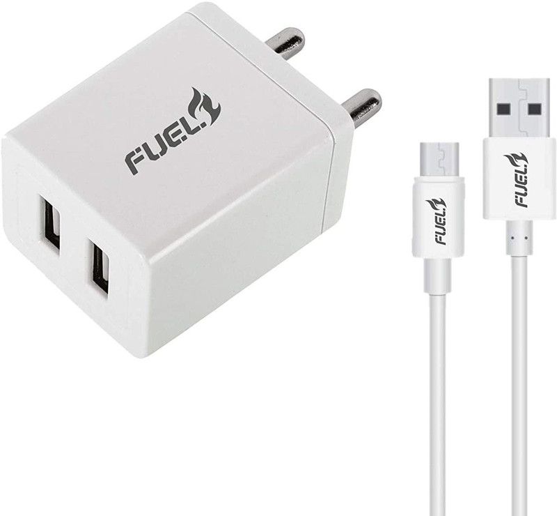 Fuel NA 3.4 A Multiport Mobile Duo 3.4AMP Dual USB to Micro USB Turbo Fast Wall Charger with Charge and Sync Cable Charger with Detachable Cable  (White, Cable Included)
