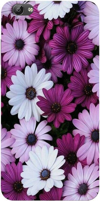 Golden Mask Back Cover for Vivo V5 White And Purple Flowers  (Multicolor, Waterproof, Silicon, Pack of: 1)