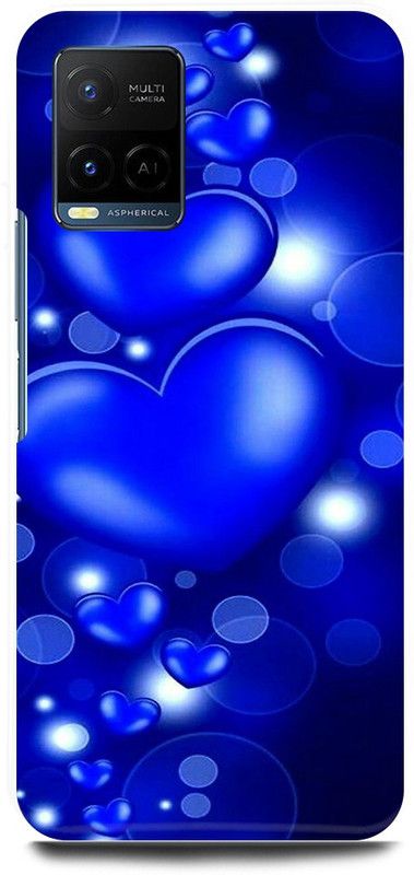 play fast Back Cover for Vivo Y21E HEARTS, BLUE, HEART, STAR, LOVE  (Blue, Hard Case, Pack of: 1)