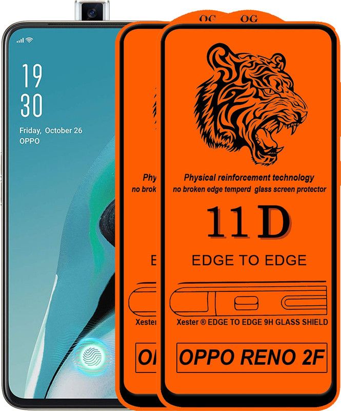 FIVE-O Edge To Edge Tempered Glass for Oppo Reno2 F  (Pack of 2)