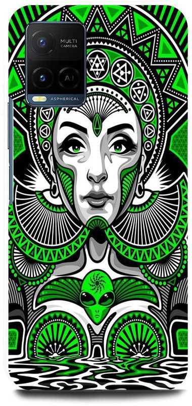 JUGGA Back Cover for Vivo Y21T, V2135, WEED, STONER, ART, LEAF, TRIPPY, GIRL, PIN, OF, ART  (Green, Hard Case, Pack of: 1)