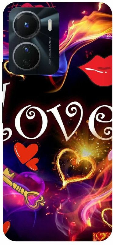 COVERJET Back Cover for VIVO Y16-LOVE- RED- HEART- ART- DESIGN  (Red, Hard Case, Pack of: 1)
