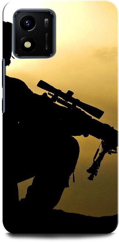 ORBIQE Back Cover for Vivo Y15s GUN, PISTOL, ARMY, WEAPON, REVOLVER, MILITARY  (Multicolor, Hard Case, Pack of: 1)