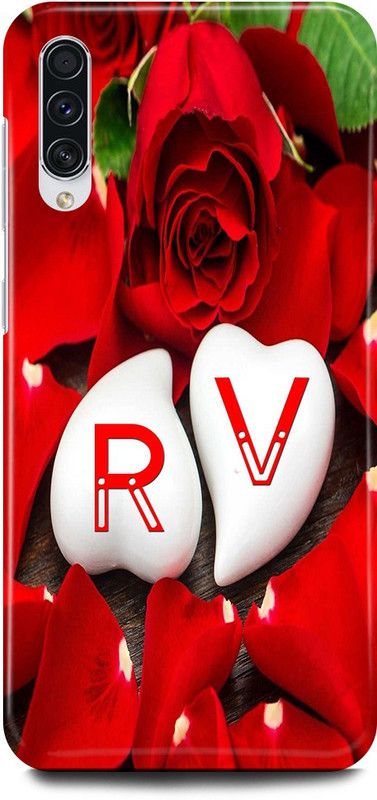 JUGGA Back Cover for SAMSUNG Galaxy A70, R LOVES V NAME,R NAME, V LETTER, ALPHABET,R LOVE V NAME  (Red, Hard Case, Pack of: 1)